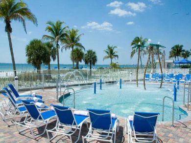 Poolside lounging area